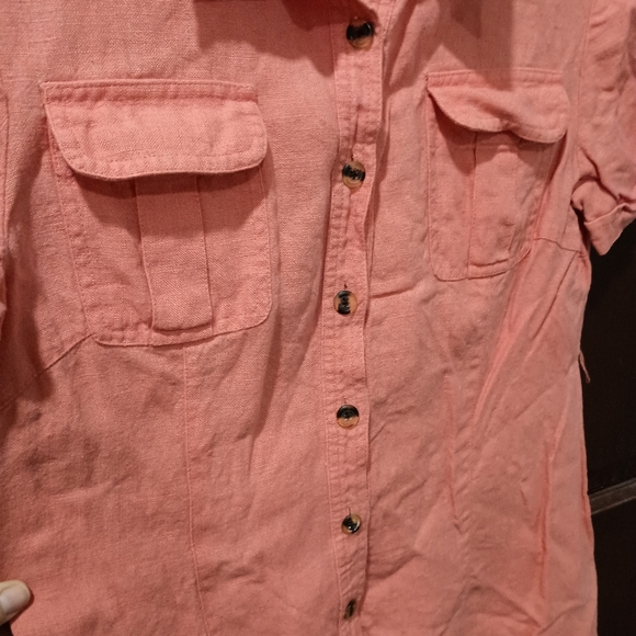 Talbots 100% Irish linen salmon colored dress size 10P - Picture 3 of 5